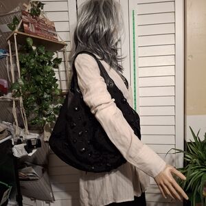 Chan Tuu Black Embellished Tote Bag